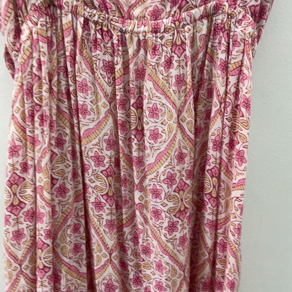 Beachgold Pink Floral Midi Tank Dress Rayon Size M Women's Preowned - Picture 3 of 5